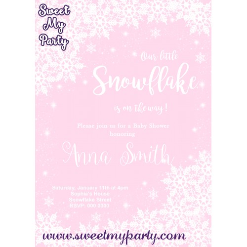 Winter Wonderland Baby Shower Invitation pink,(005)